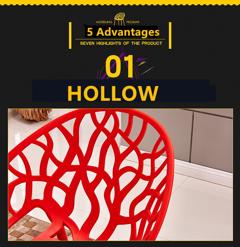 Integral Moulding Hollow Plastic Dining Chairs For Restaurant / Coffee Bar
