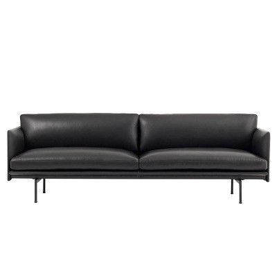 Nordic Small Leather Loft Three Seat 304 Modern Sectional Sofa