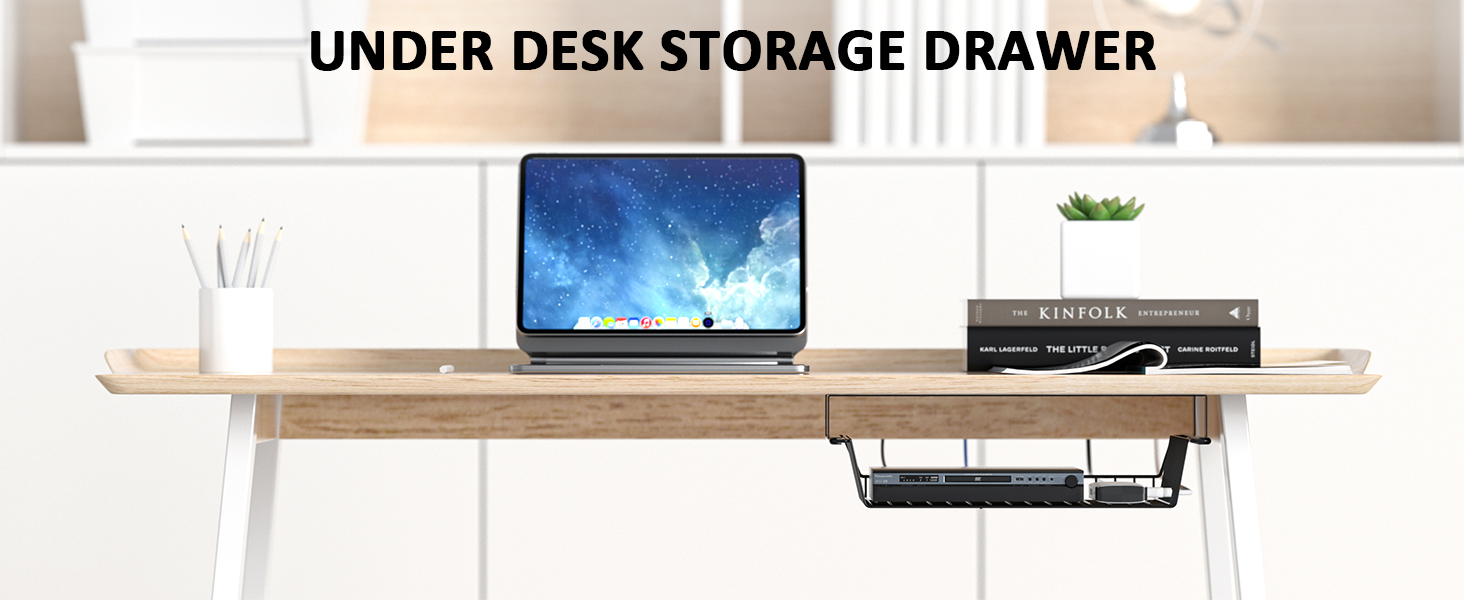 Aluminum Cable Duct for Desk/Table/Workplace Large Slideable Under Desk Cord Organizer