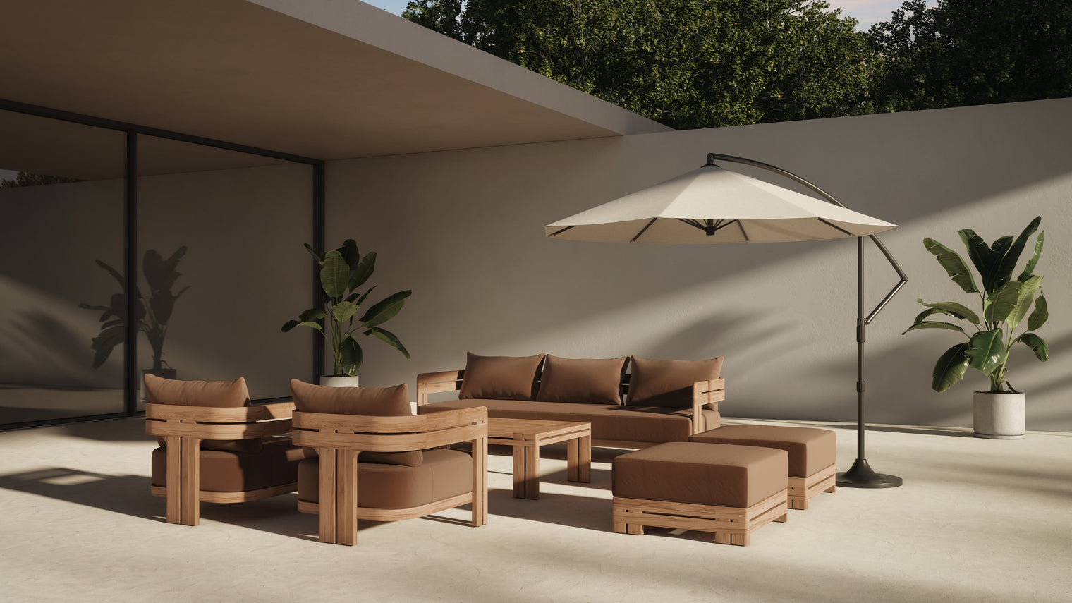 Modern Stylish Natural Teak Wood Lounge Sofa for Hotel Outdoor Patio Furniture Set