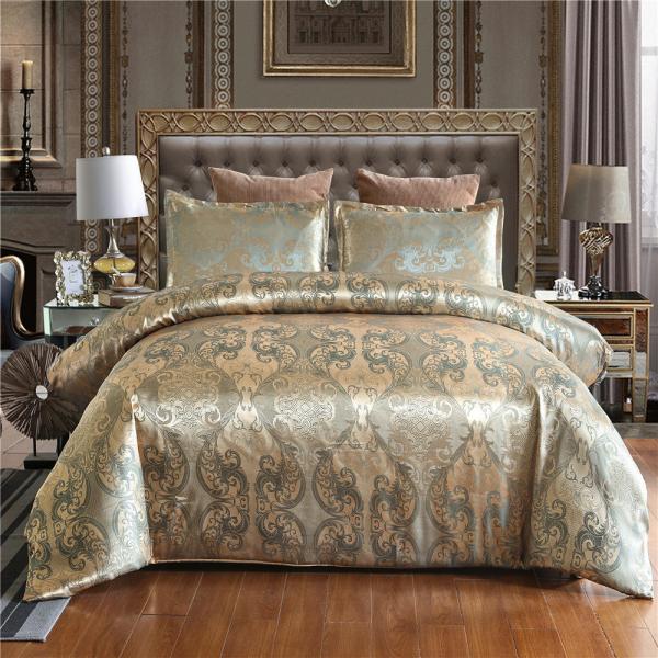 200TC Brocade Jacquard Satin Fabric 3-Piece Set for 1.8m Bed Duvet Cover Bed Sheets Quilt