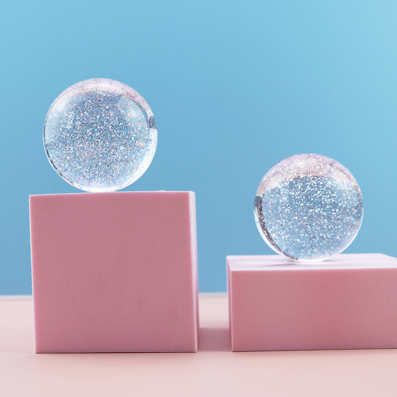 Customized Clear Glitter Ball Shiny Arylic Ball Glitter Powder Resin ball