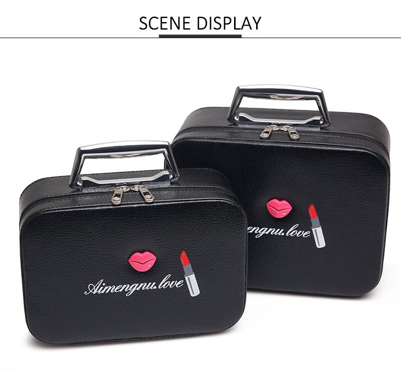Lightweight L25*D11.5*H18.5CM PU Cosmetic Case With Metal handle
