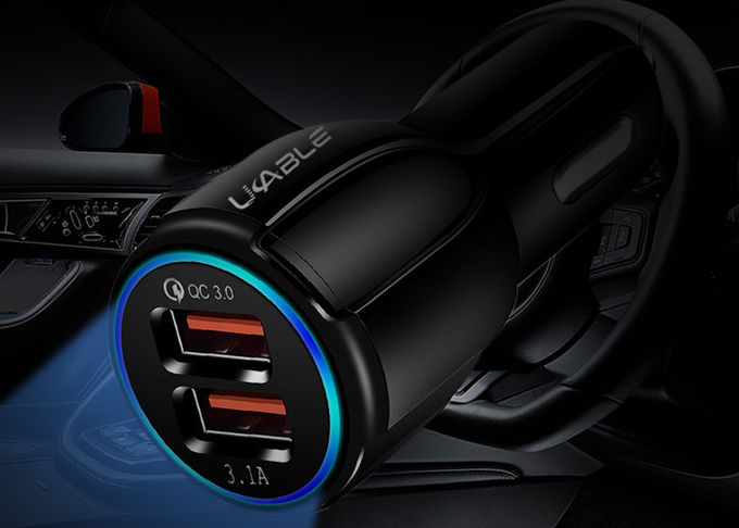 Circle LED Light Mobile Phone 18W QC 3.0 Car Charger