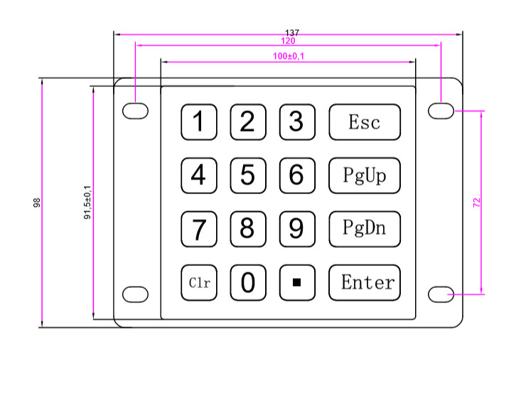 LED light SUS304 IP67 waterproof numeric keypad for car washing machine