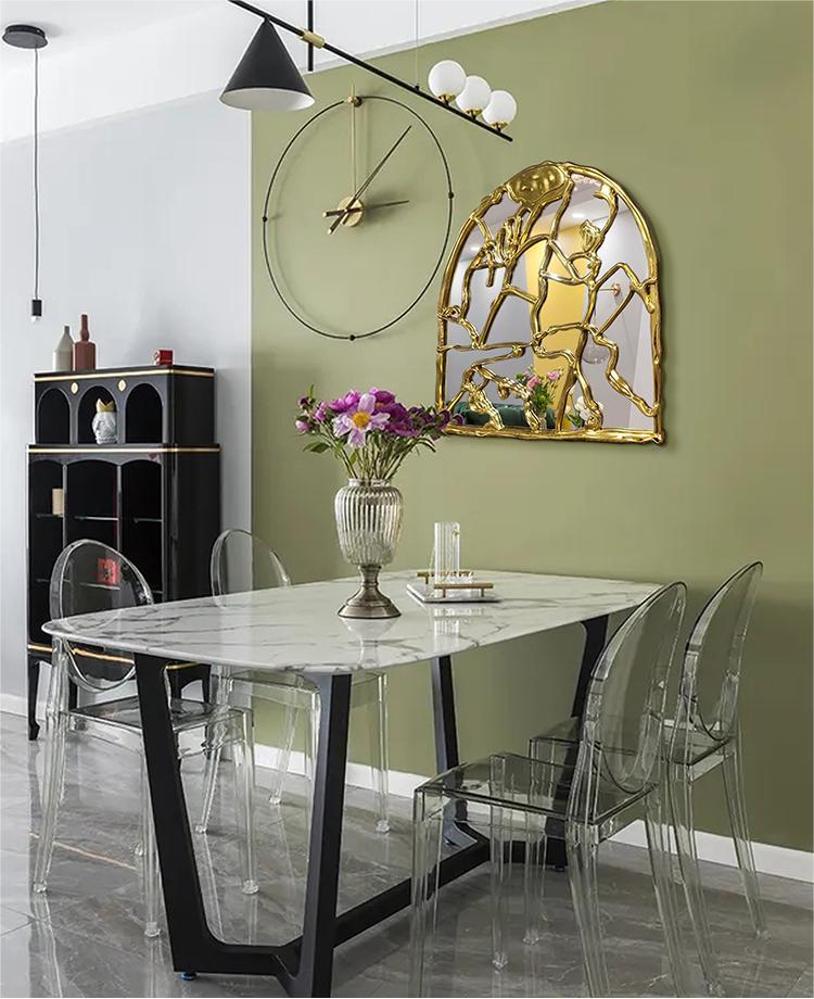 Full Length Hanging Brushed Brass Mirror 100x200cm Decorative