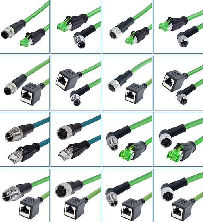 IP68 M12 To Rj45 Connector Assembly / Panel Mount / Molded Waterproof Cable Connector