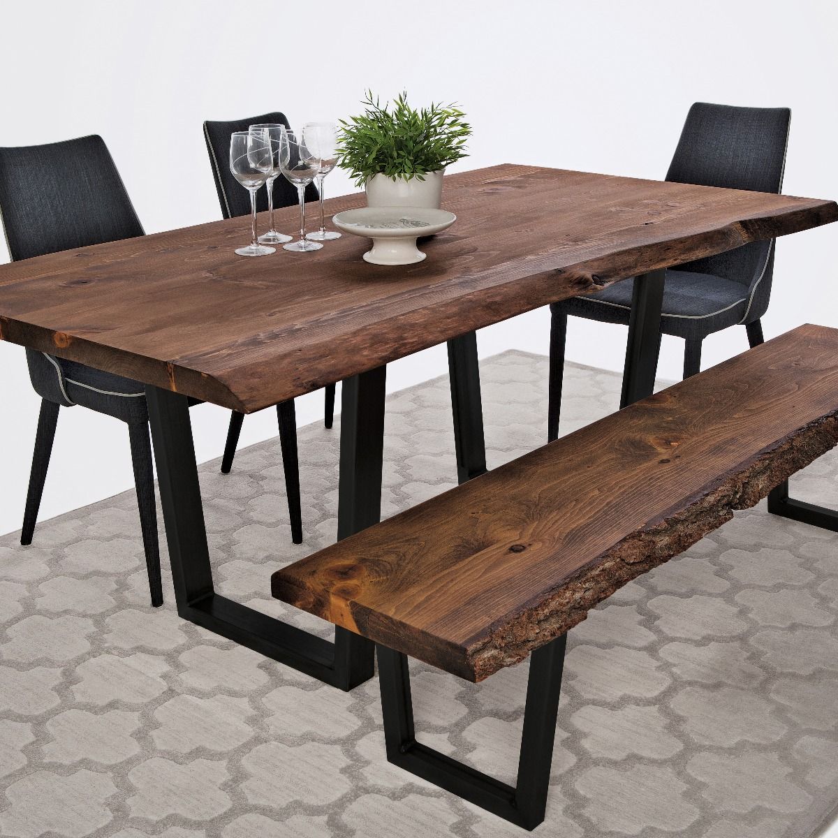 X Shaped Frame Legs for Black Industrial Rustic Metal Dining Table in Office Interior