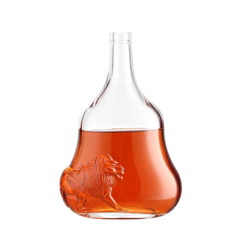 Collar Material Glass 500ml 1000ml Clear Tabular Glass Bottle for Vodka Brandy Whiskey