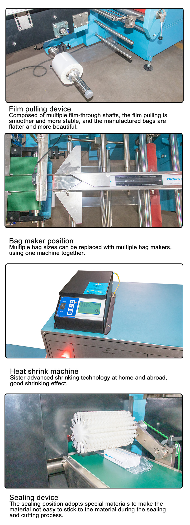 Seal And Heat Tunnel Shrink Wrap Machine 150bag/Min L500mm 3500W