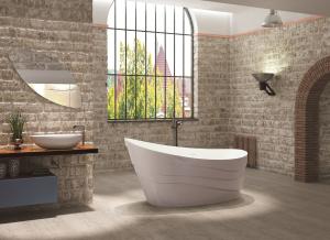 China Elegant Look Freestanding Soaking Bathtub Modern Stand Alone Tub wholesale