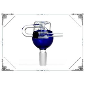 14MM Male Joint Blue Glass Honey Bucket Brosilicate Glass Bong Bowls With Carb Cap