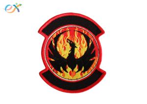China Twill Background Embroidered Fabric Patches , Motorcycle Leather Vest Patches wholesale