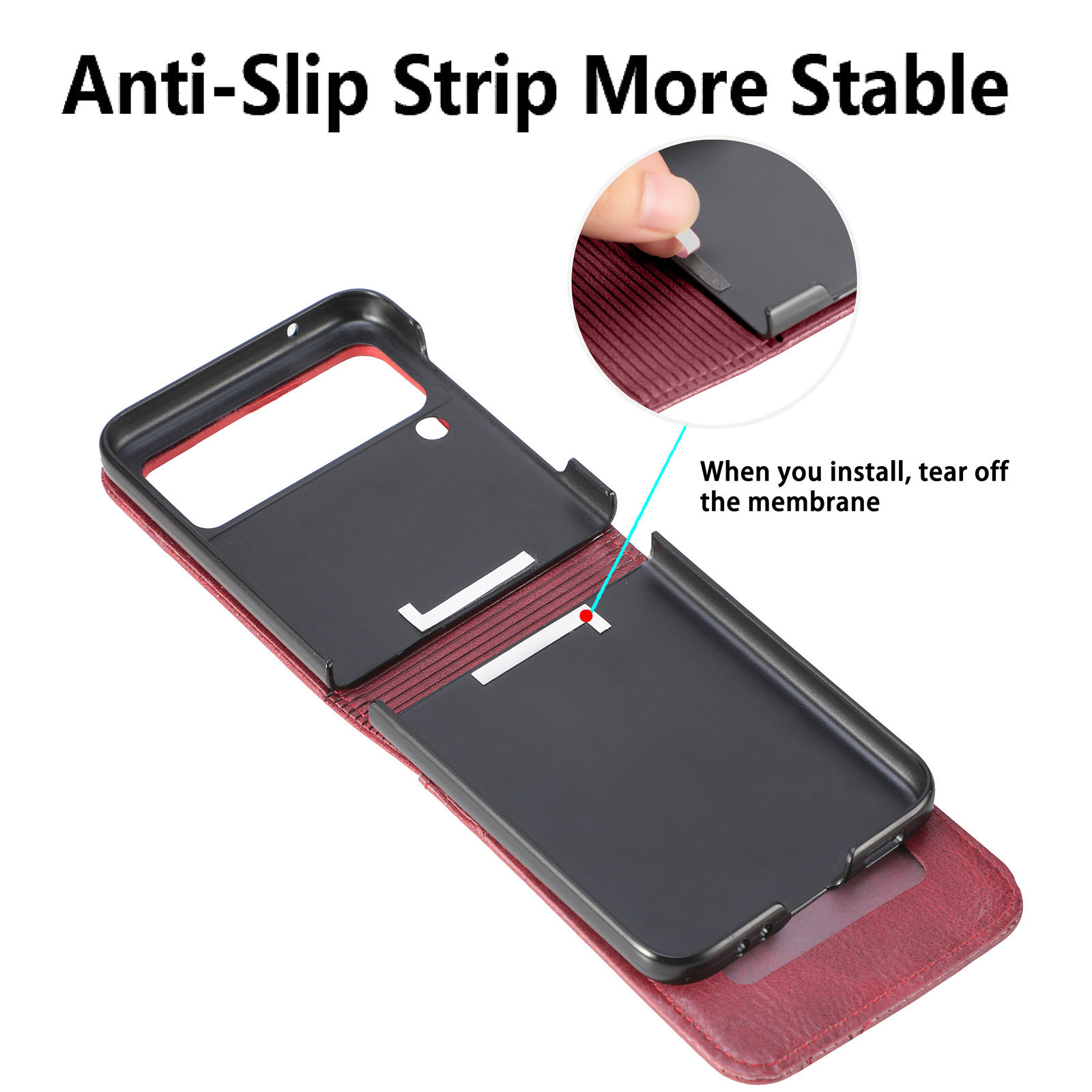 17*7.2*0.7cm Flip Mobile Phone Cases for Samsung Z Flip 3 5G in PU Leather