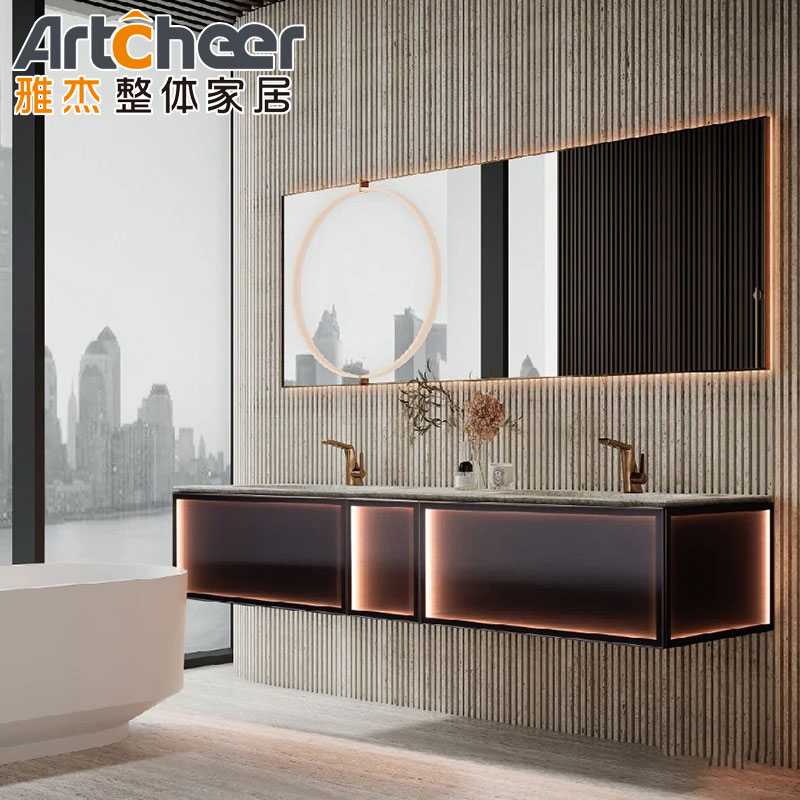Contemporary Kitchen Cabinet with Sink Custom Made 36" Luxury PVC Hotel Bathroom Vanity