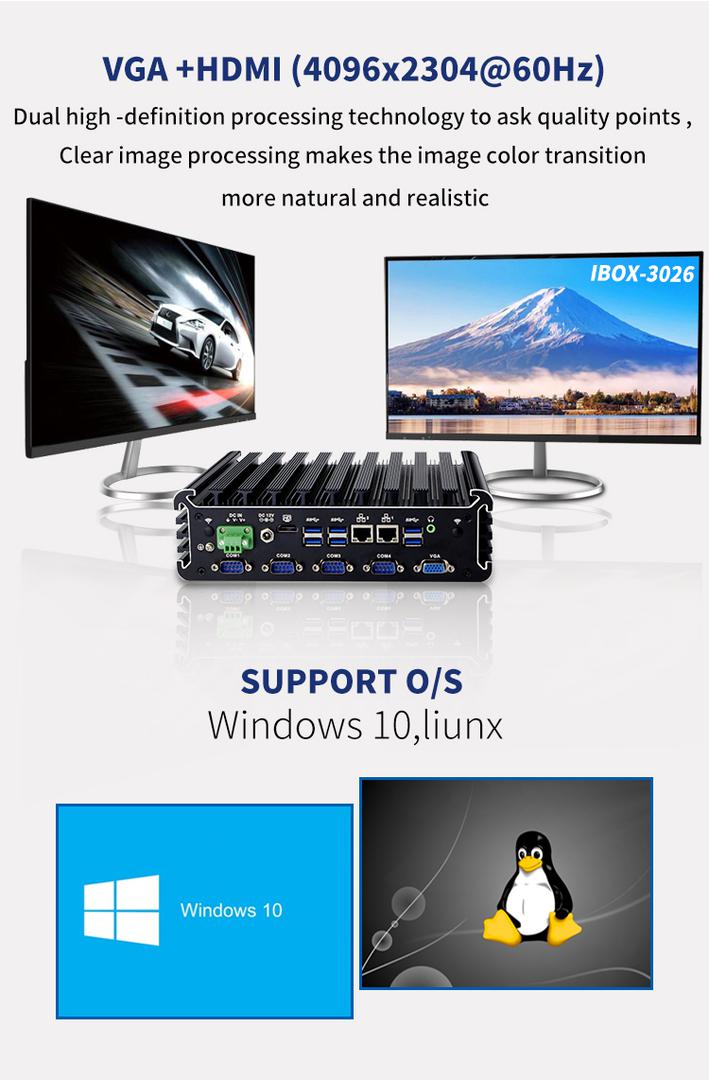 VGA +HDMI(4096x2304@60Hz)/SUPPORT O/SWindows 10,liunx