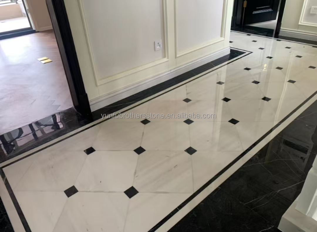 Modern Design Hotel Nero Marquina Big Slab Zimbabwe Black Marble Floors and Stairs