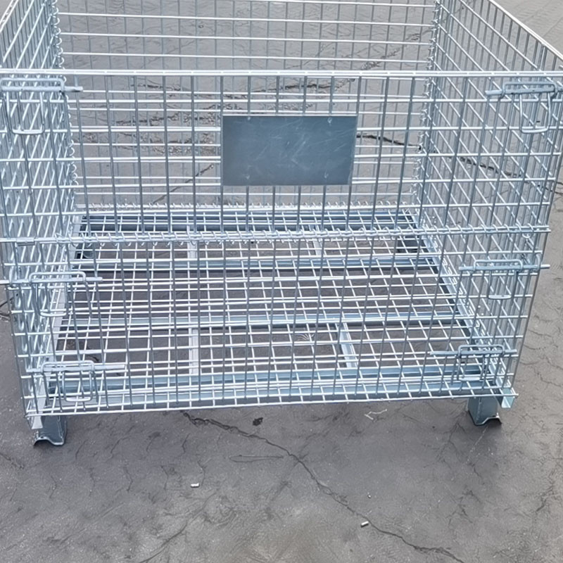 Warehouse Storage Folding Metal Pallet Cage Industrial Wire Container