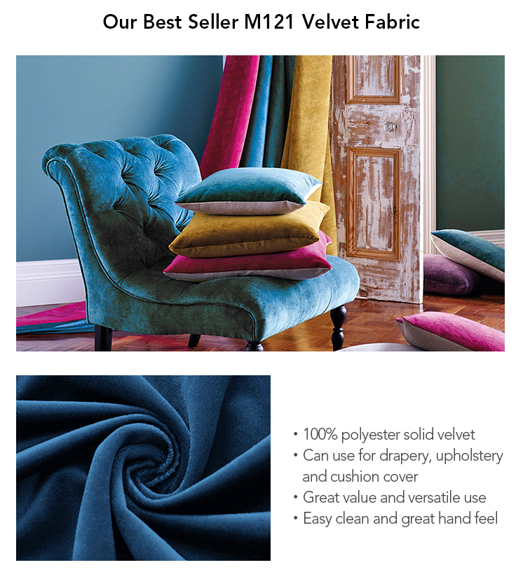 Heavyweight Polyester Velvet Upholstery Fabric , Plain Suede Velvet Fabric