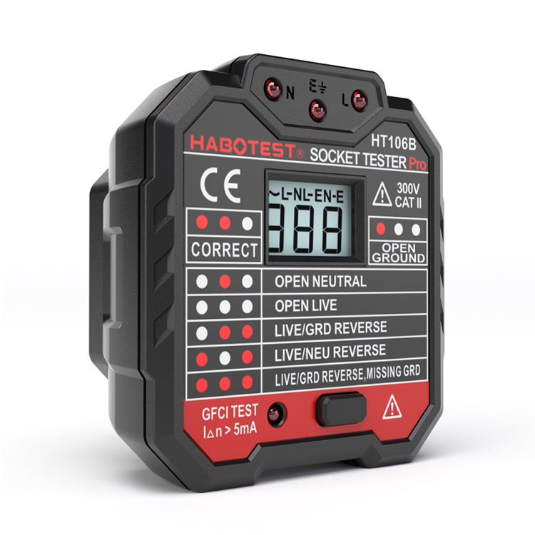 Black Plug Socket Tester 62*65.5*56 Mm Dimensions With Voltage Measurement