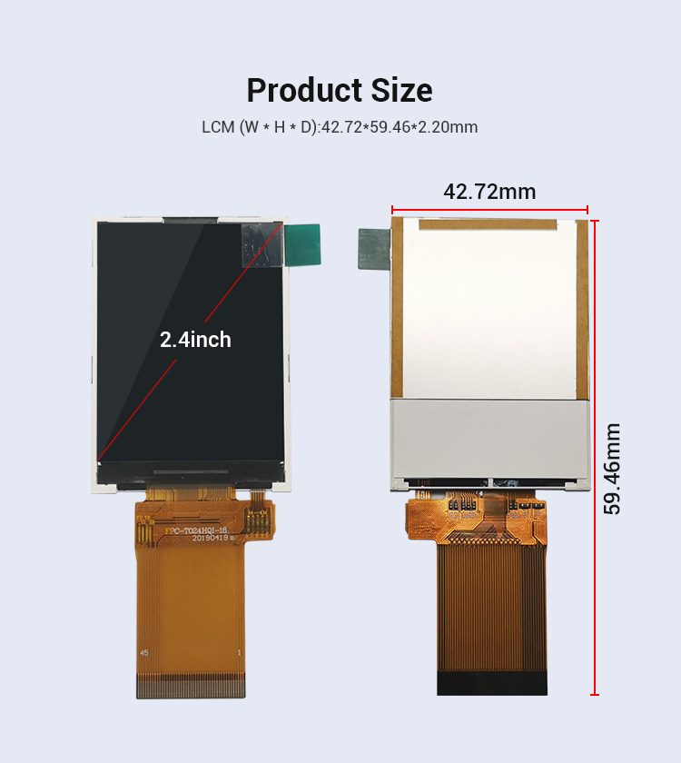 OEM ODM TFT 2.4 Inch Lcd Display 240x320 with MCU SPI RGB interface