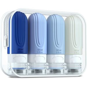 China Ocean Blue Toiletries Silicone Travel Bottle Set Reusable 60ML wholesale