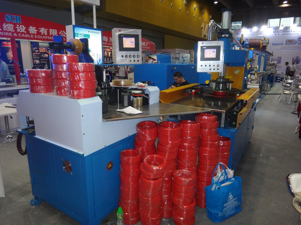 Plc Automatic Cable Wire Coiling And Wrapping Packing Machine