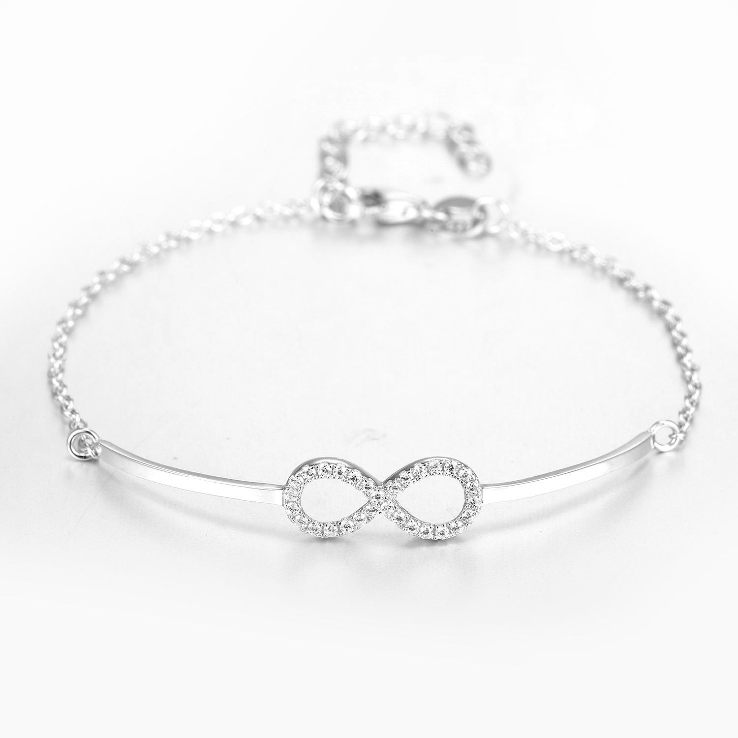 15cm 925 Silver CZ Bracelet Rhodium Plated AAA+ Cubic Zircon