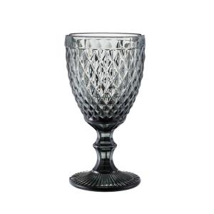 China Embossed Red Wine Glass Goblets Glassware Grey ODM wholesale