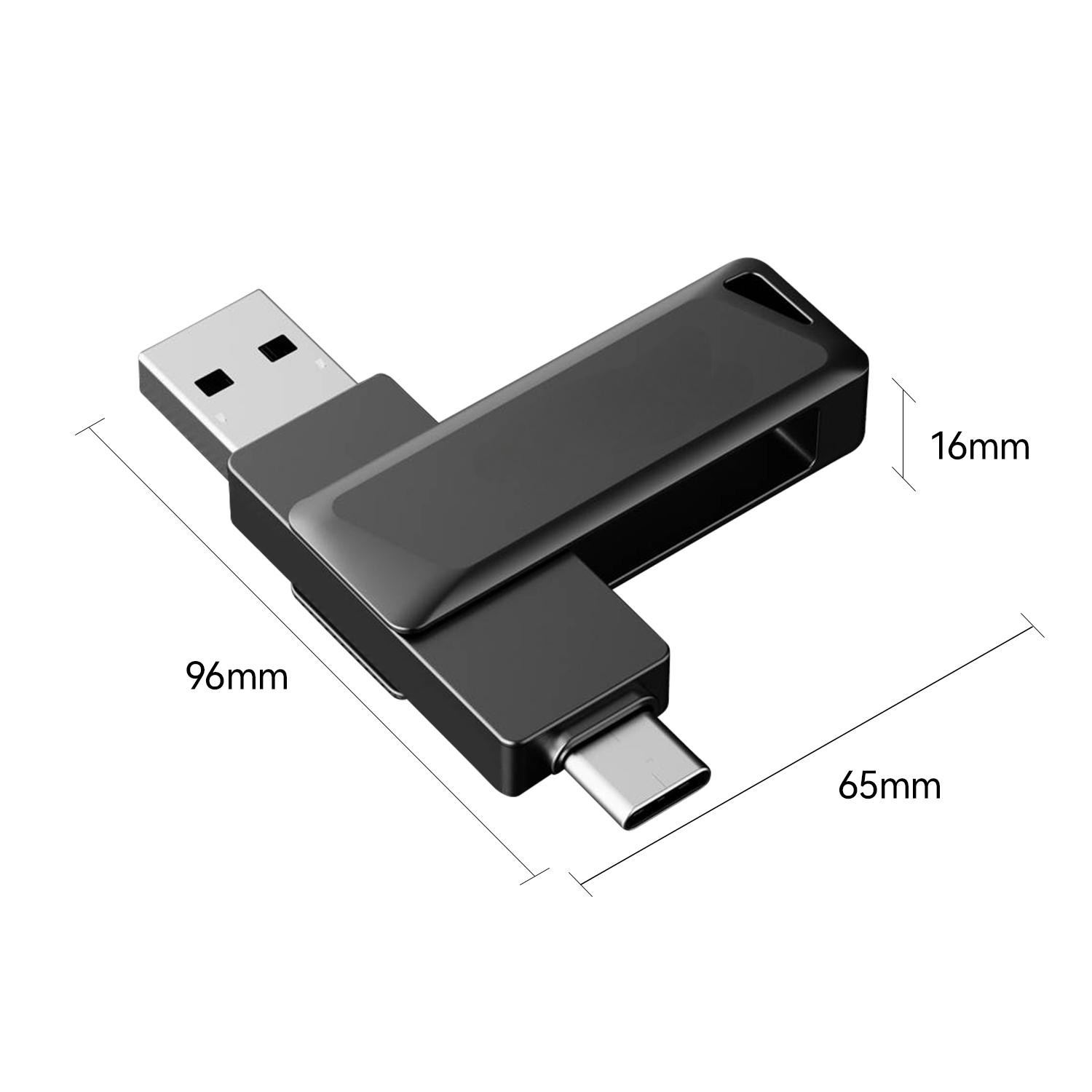 64GB 128GB Type C OTG Custom USB Stick Key Disk Memory Pendrive Tarnish / Silver for Computer Tablet Audio Car Smartphone