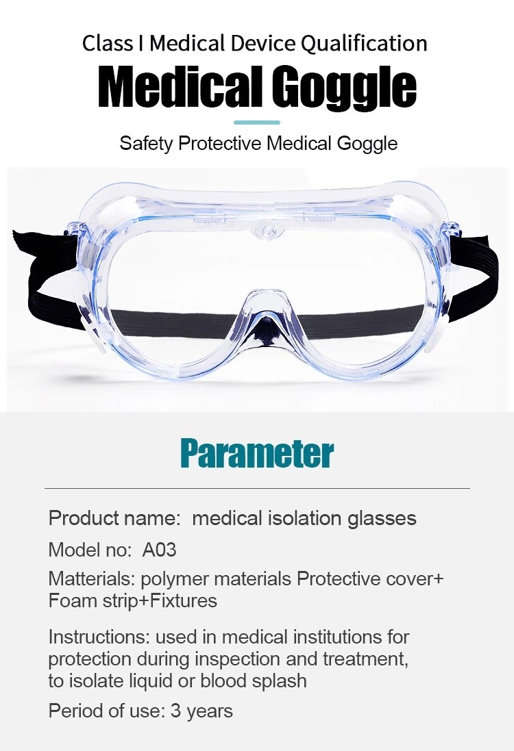 Protective Medical Disposable Products Anti Fog Safety Glasses Clear Color