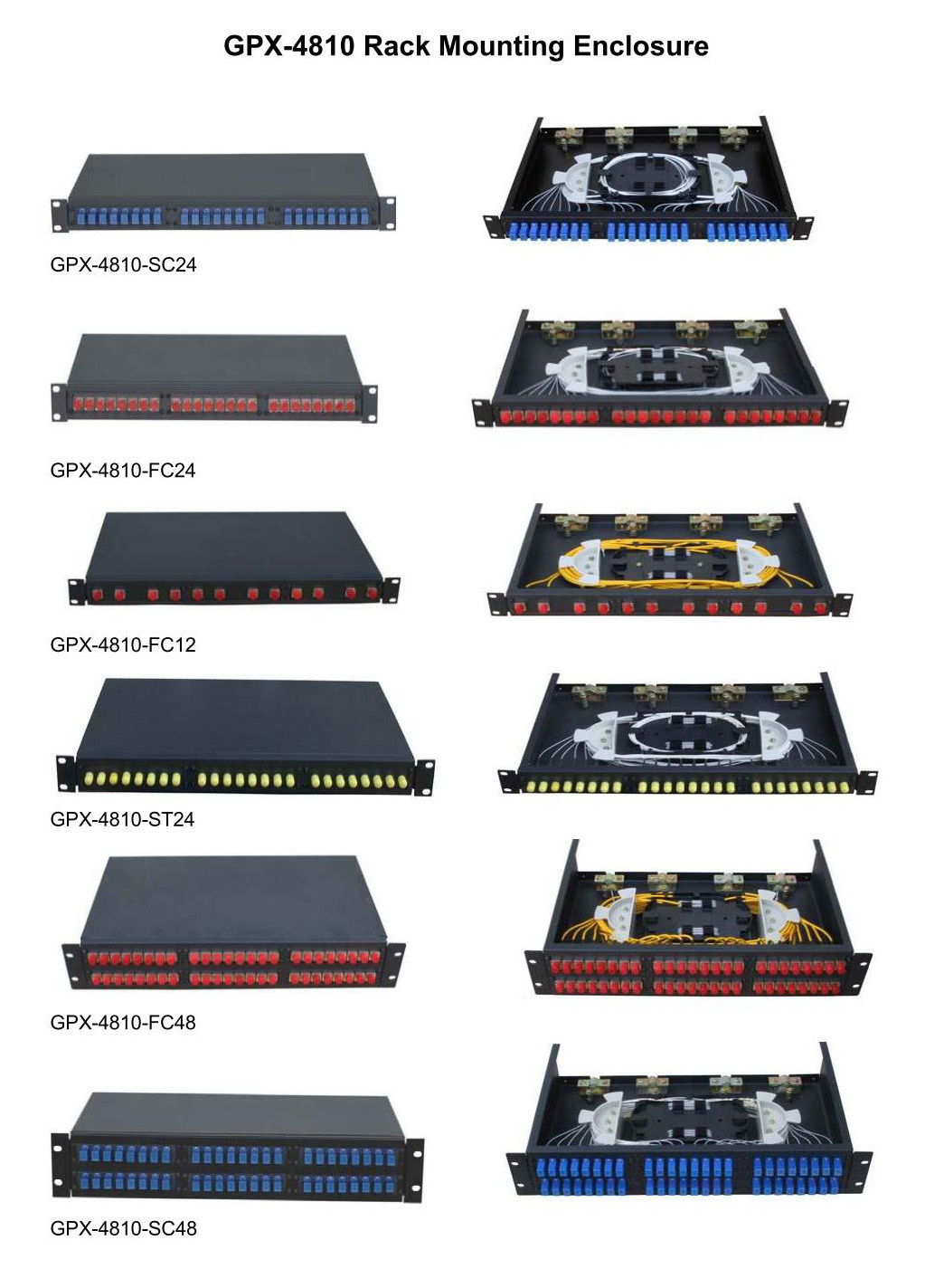 Outdoor Fiber Optic Distribution Box Rack Mounting Enclosure 480×250×1U