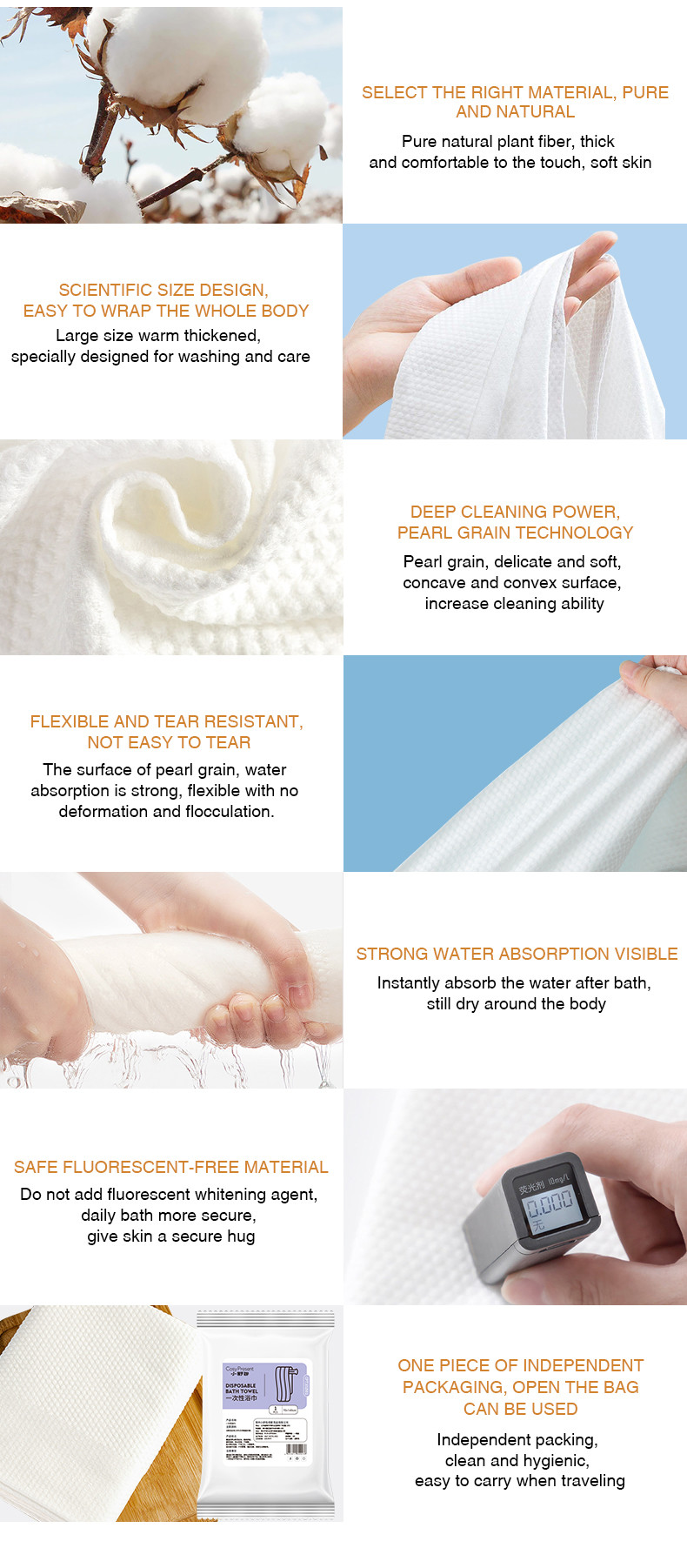 White Disposable Bath Towel Hotel Bath Towel 200gsm Plain Design For Home Hotel Use