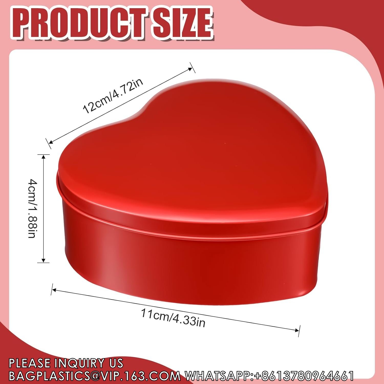 Red Heart Shaped Metal Tins With Lids Valentine'S Day Candy Boxes Biscuits Jar Tin Box Candy Chocolate Boxes Heart