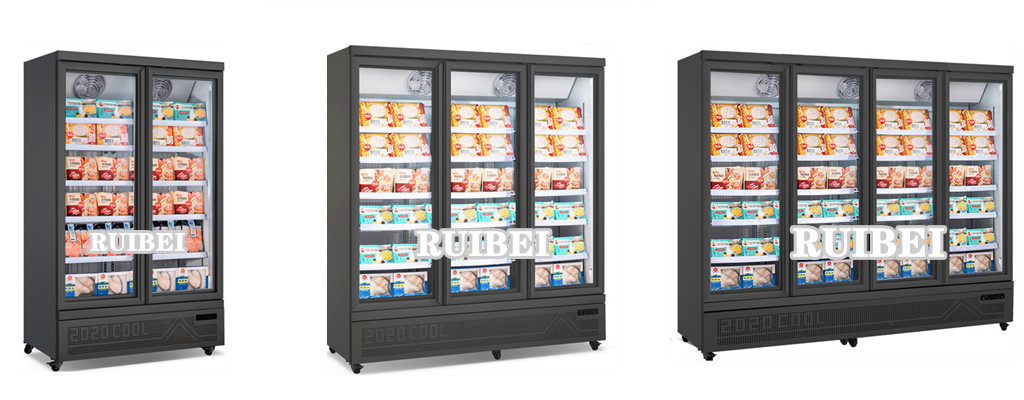 Ice Cream Upright Display Freezer 1200L Glass Door Vertical Showcase Freezer