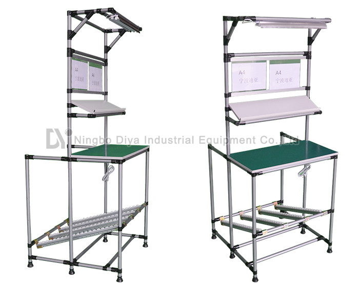 Silver Gray Production Industries Workbench , Polished Surface Assembly Line Worktable