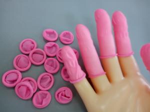 China Pink ESD Finger Cots Anti Static Cleanroom Finger Cots wholesale