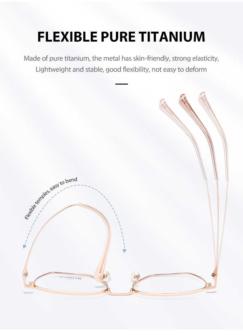 Ultra light Titanium Frame Glasses Polygon Round Customized Logo