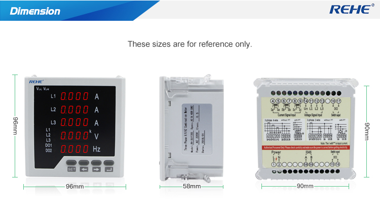 Slim model Three phase multi amp volt Hz digital multi panel Meter 010v meter