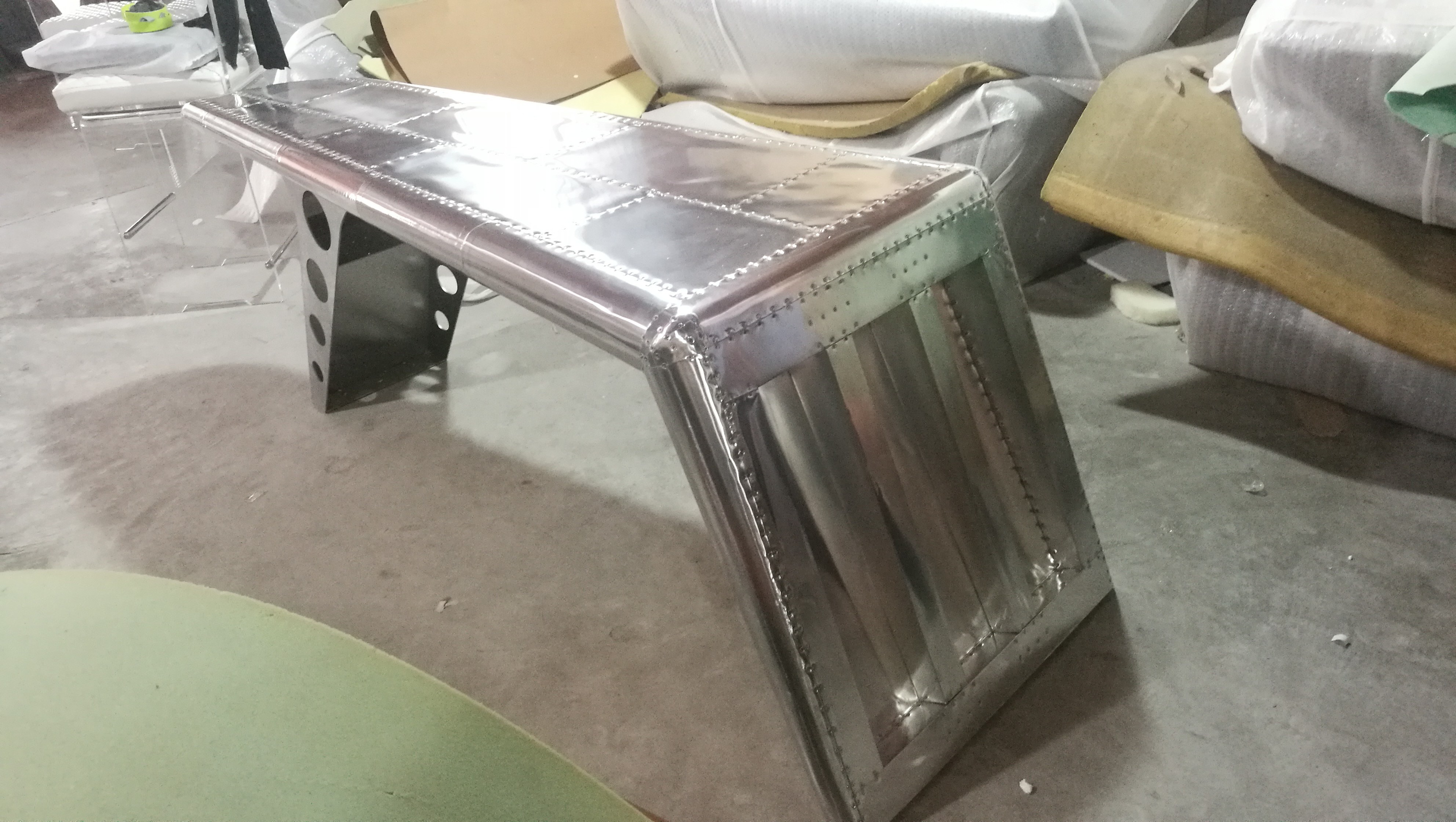Retro Rivet Restoration Hardware Airplane Wing Desk L232cm Aviator Office Desk