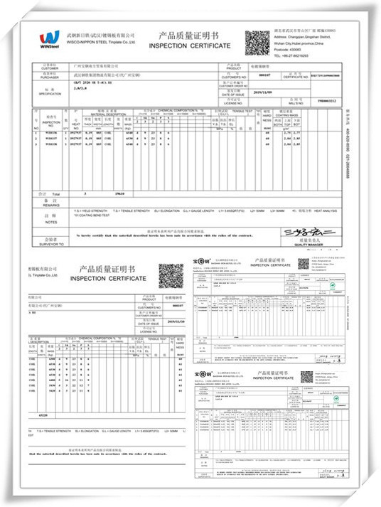 Prime grade TH52+SE TH61+SE Electrolytic tinplate thin Electrolytic Tinplate