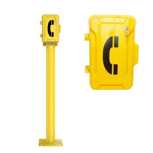 China Anti Vandal Yellow Industrial Weatherproof Telephone With Post And Key Lock wholesale