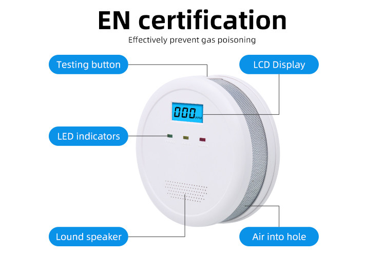 Carbon Monoxide Detector Alarms With Digital LCD Display