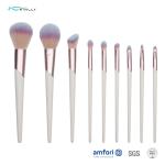White 9PCS 100% Vegan Makeup Brushes Travel Kit