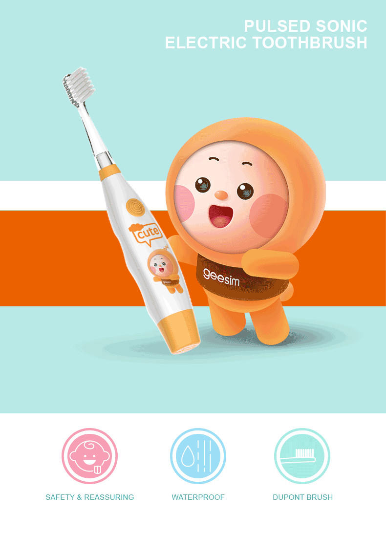 Kids IPX7 Oral Care Electric Toothbrush Battery Powered With Dupont Nylon Bristle