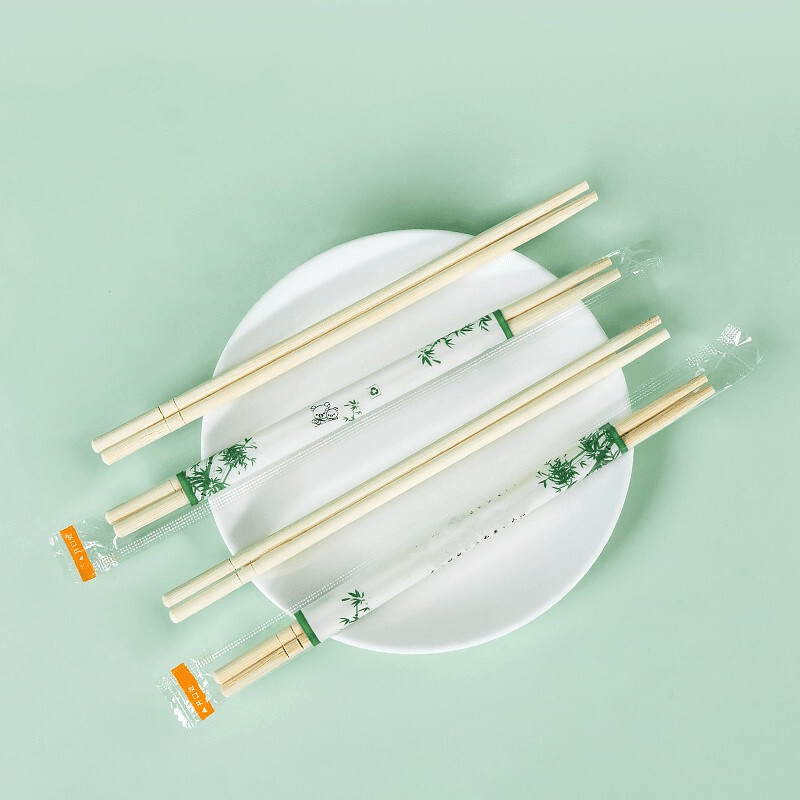 Eco-Friendly Customizable Logo Disposable Bamboo Round Chopsticks Natural Color and Sustainable