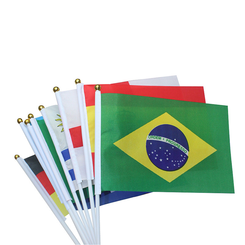 World Cup Qatar Hand Held Flags With Plastic Hand Flagpole