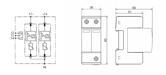 48v 40ka Type II Class C Pluggable DC Surge Protection Device 0