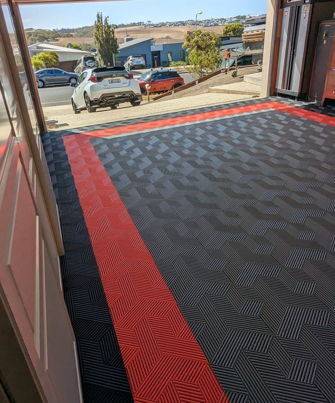 Modern Grey Square Garage Floor Tiles