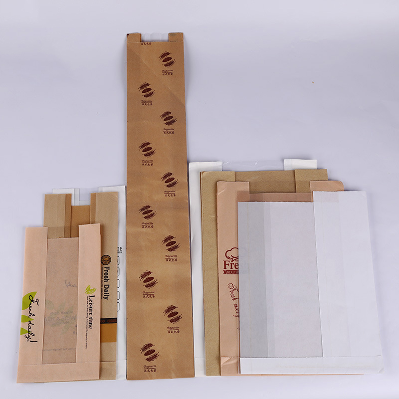 Waterproof Bakery Baking Bread Kraft Paper Bag with Gravure Printing and Plastic Window